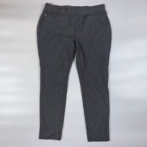 Michael Kors Ankle Pants Women's XL Gray Checkered Stretch Straight Leg Pull-On
